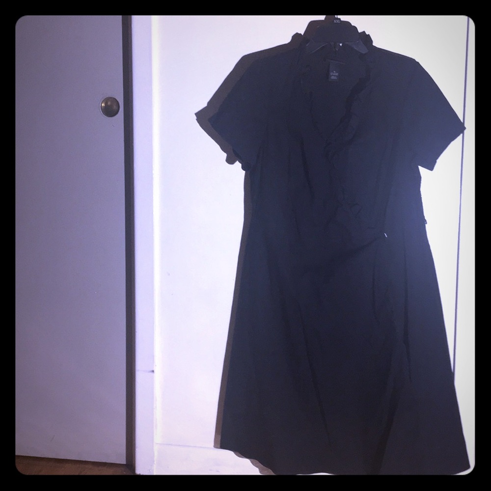 Black Dress with Ruffled Neckline